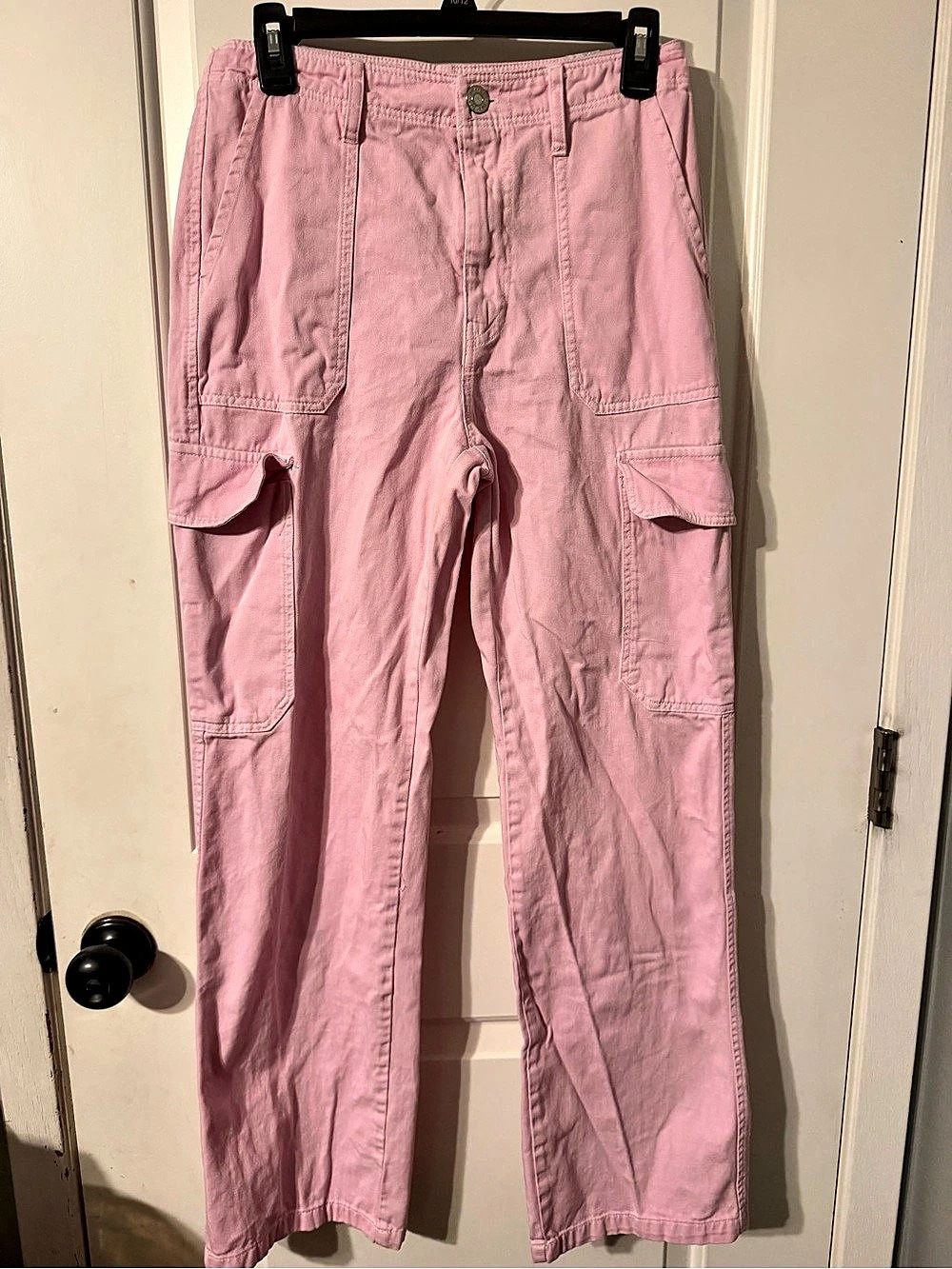 Zara High-Rise Cargo Pants Pink Size Medium
